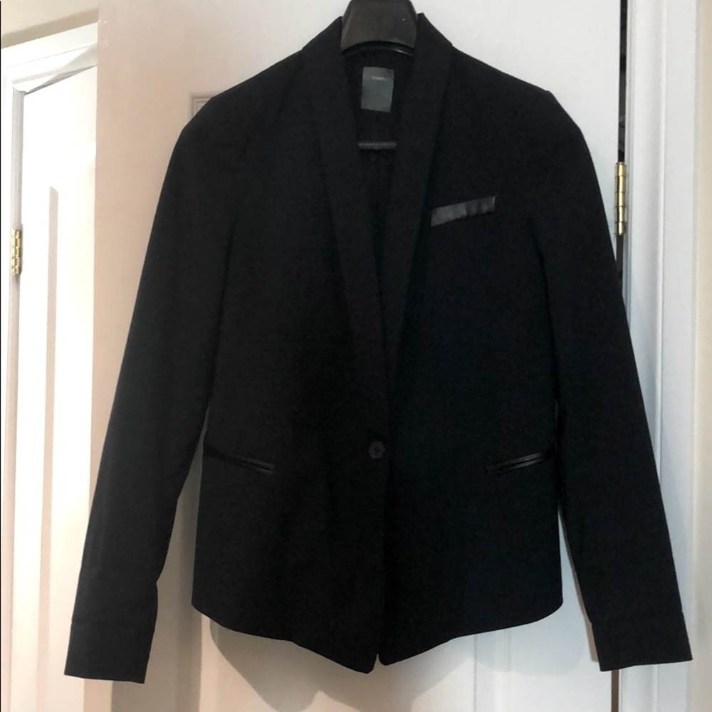 Black blazer with pleather trim